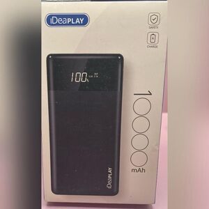 IDeaPLAY K10 10000mAh Power Bank Portable Charger Dual USB LED Display Black